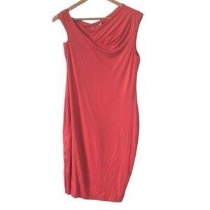 Bailey 44 salmon asymmetrical top jersey knit sleeveless dress size Large